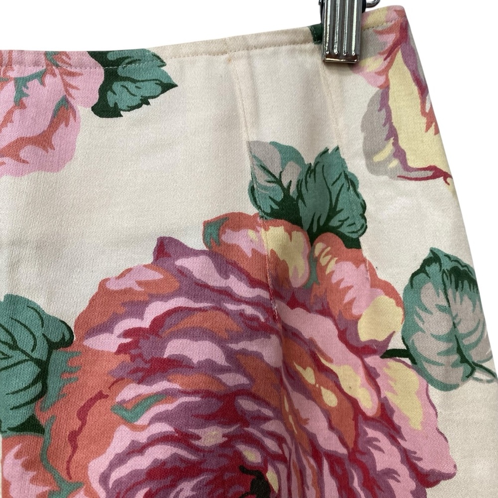 Vintage 80s Forenza Floral Pencil Skirt Roses Pink Green Yellow Ivory sz M 10 - Picture 5 of 7